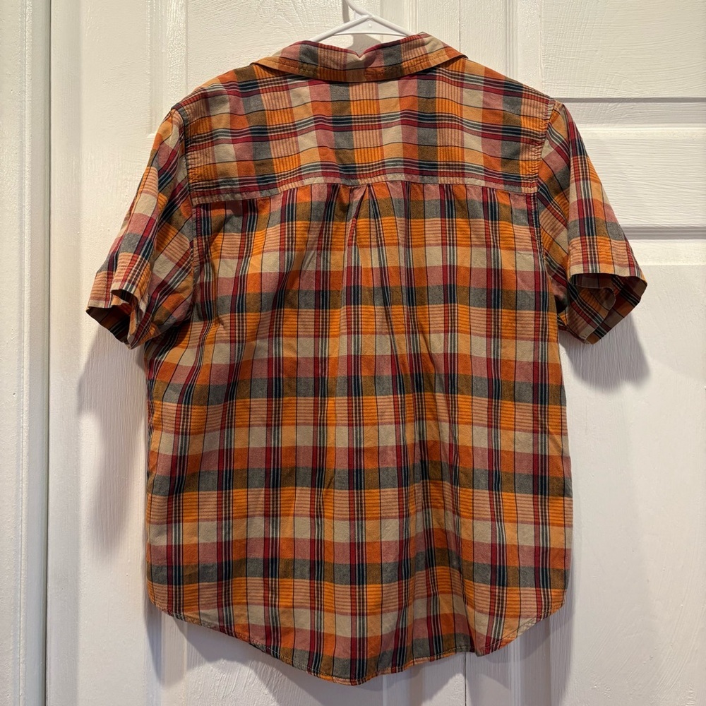 Vintage Karen Scott 100% Cotton Orange Short Sleeve Button Up Top - Size Medium - Picture 7 of 7